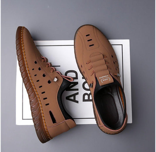 Men's Stylish Laser Cut Tan Casual Shoes